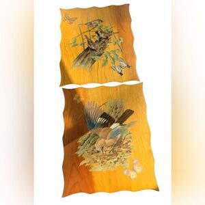 Vintage Wood  Bird and Butterfly Wall Art